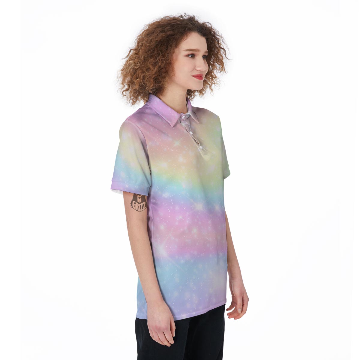 Psychedelic Trippy Holographic Women's Golf Shirts-grizzshop