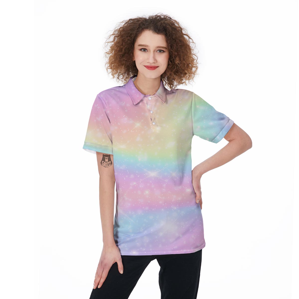 Psychedelic Trippy Holographic Women's Golf Shirts-grizzshop