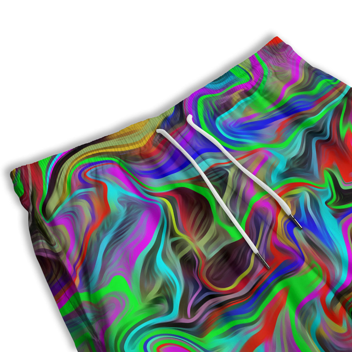 Psychedelic Trippy Neon Green Print Men's Athletic Shorts