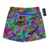 Psychedelic Trippy Neon Green Print Men's Running Shorts-grizzshop