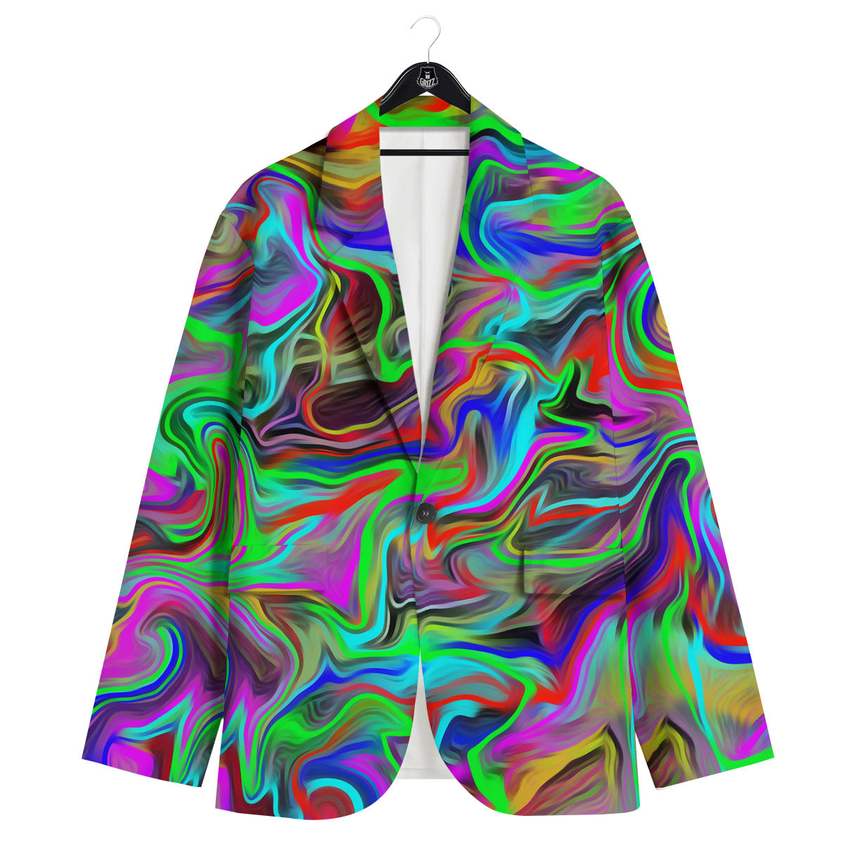 Psychedelic Trippy Neon Green Print Men's Sport Coat-grizzshop