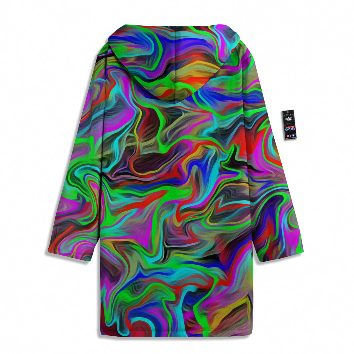Psychedelic Trippy Neon Green Print Men's Windbreaker Jacket-grizzshop
