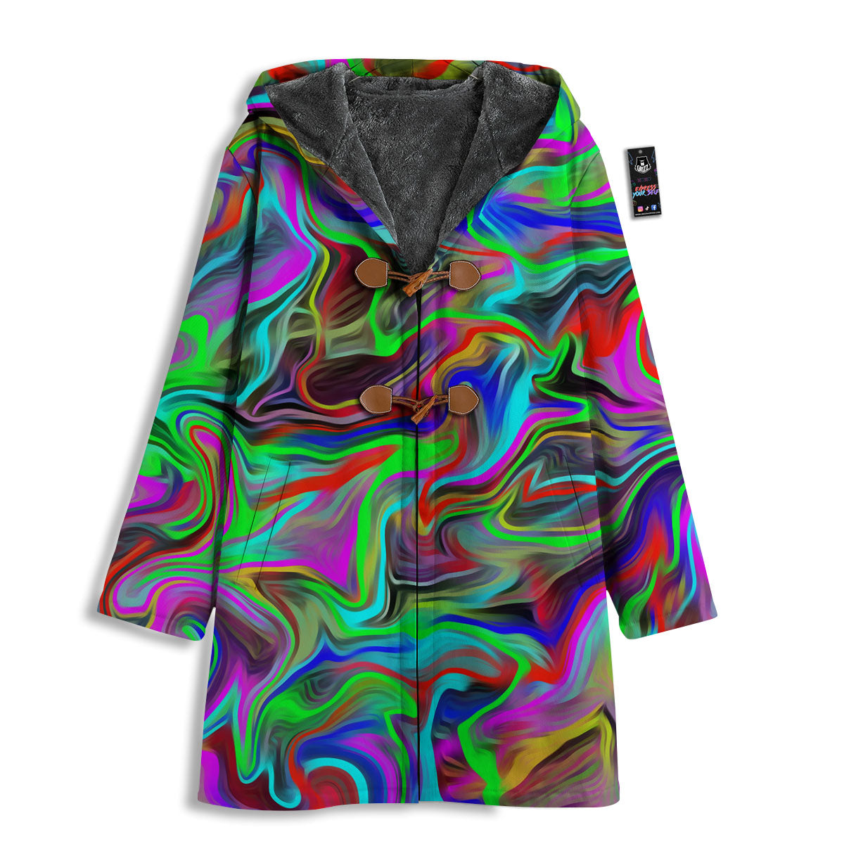 Psychedelic Trippy Neon Green Print Men's Windbreaker Jacket-grizzshop