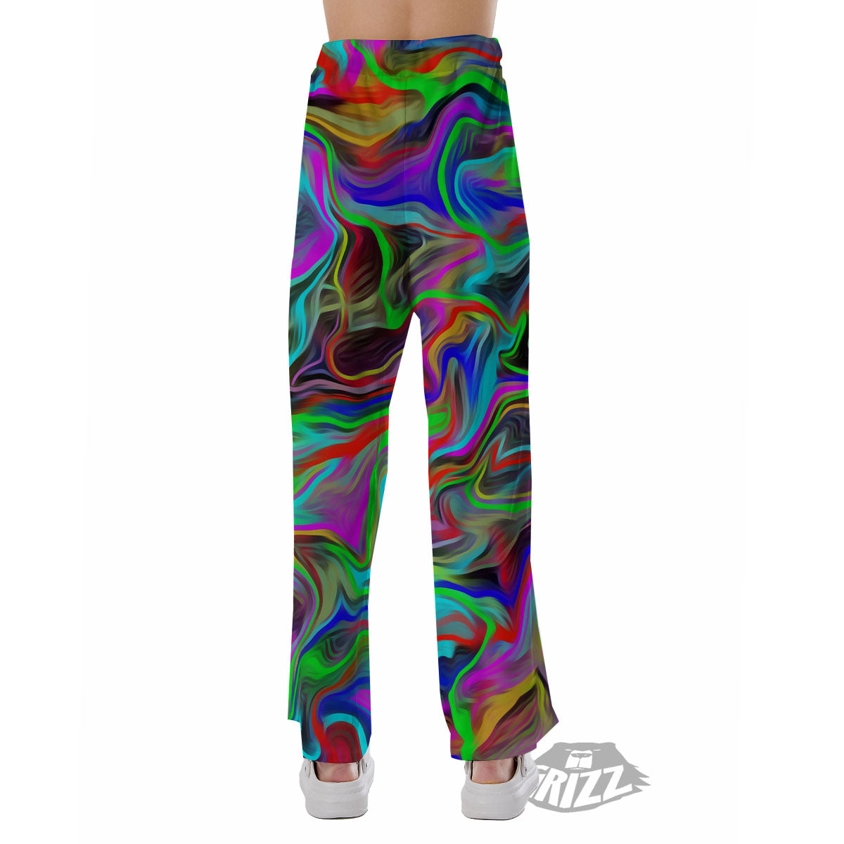 Psychedelic Trippy Neon Green Print Pajama Pants-grizzshop