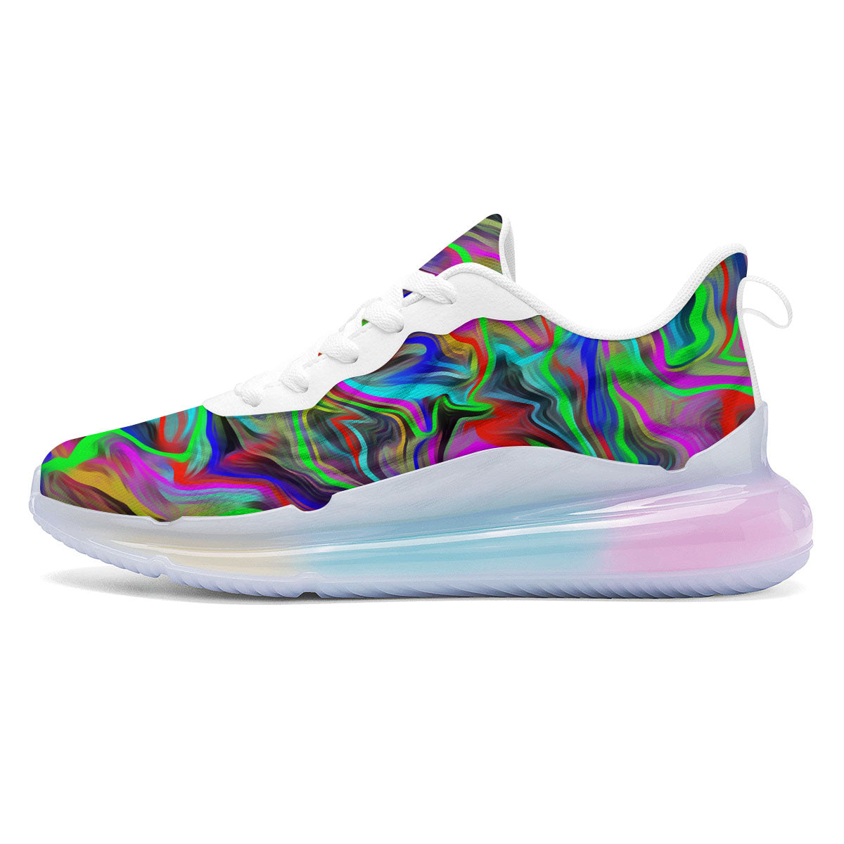 Psychedelic Trippy Neon Green Print Running Sneakers-grizzshop