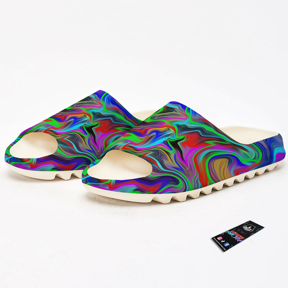 Psychedelic Trippy Neon Green Print Sandals-grizzshop