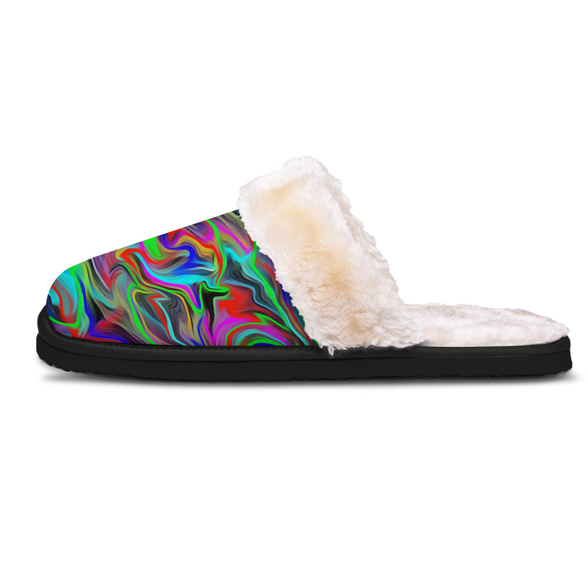 Psychedelic Trippy Neon Green Print Slippers-grizzshop