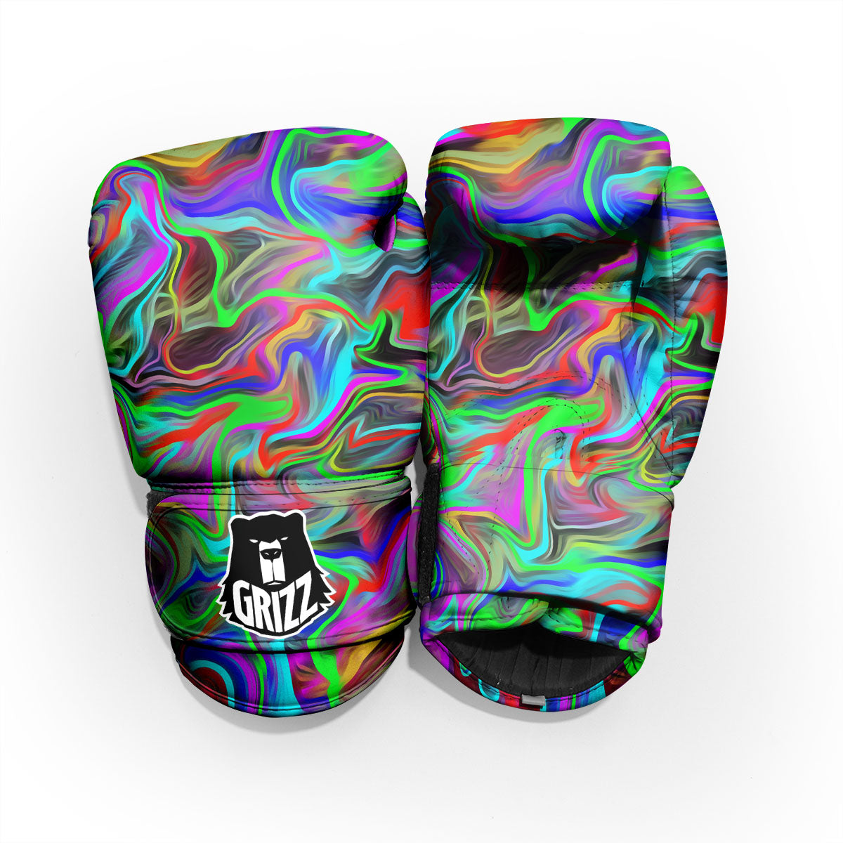 Psychedelic Trippy Neon Green Print Pro Boxing Glove