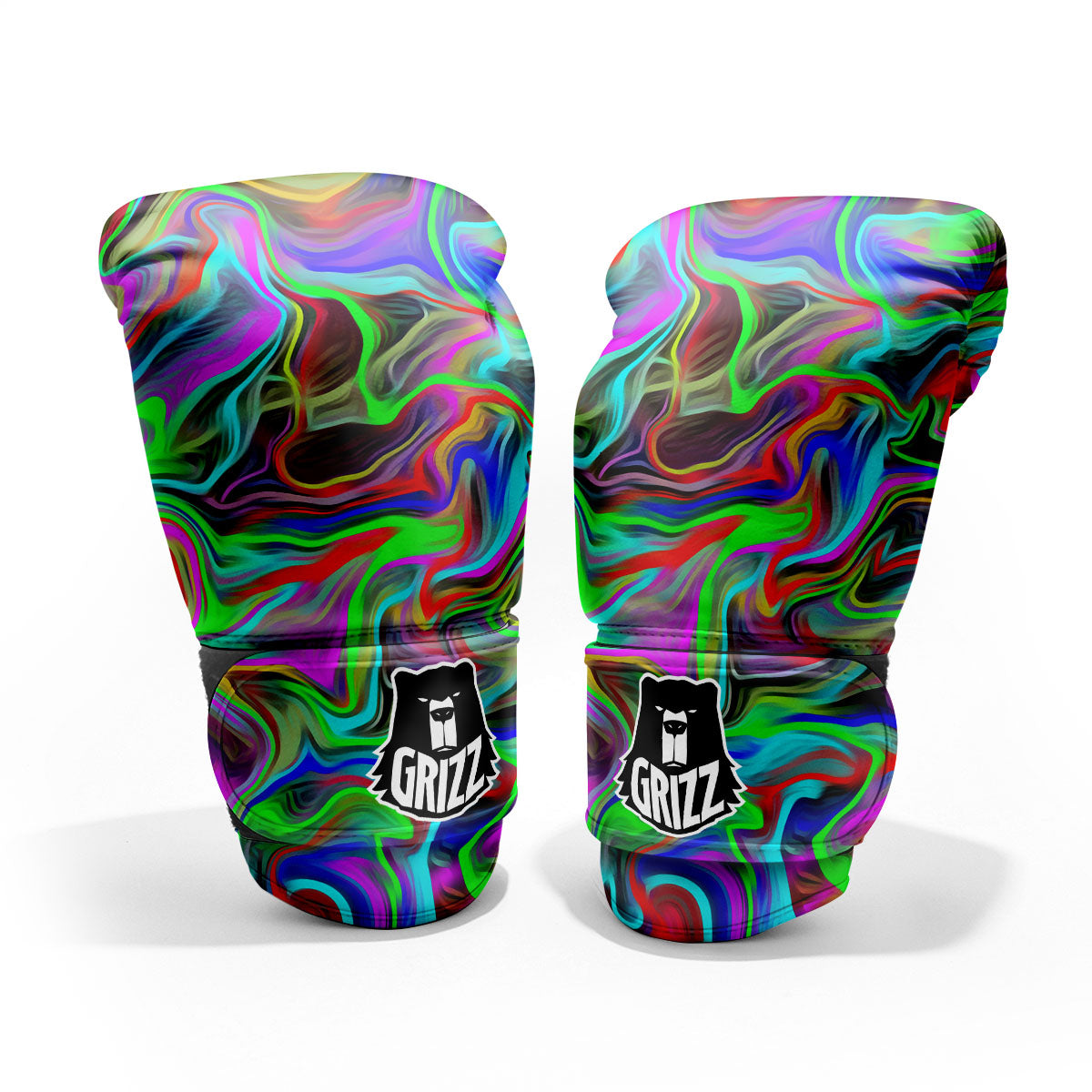 Psychedelic Trippy Neon Green Print Pro Boxing Glove