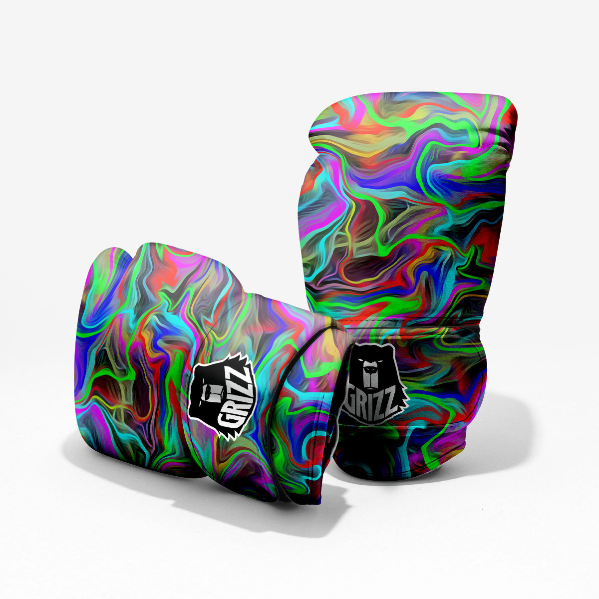 Psychedelic Trippy Neon Green Print Pro Boxing Glove