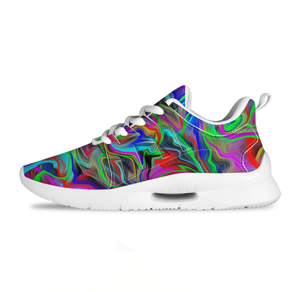 Psychedelic Trippy Neon Green Print Tennis Shoes-grizzshop