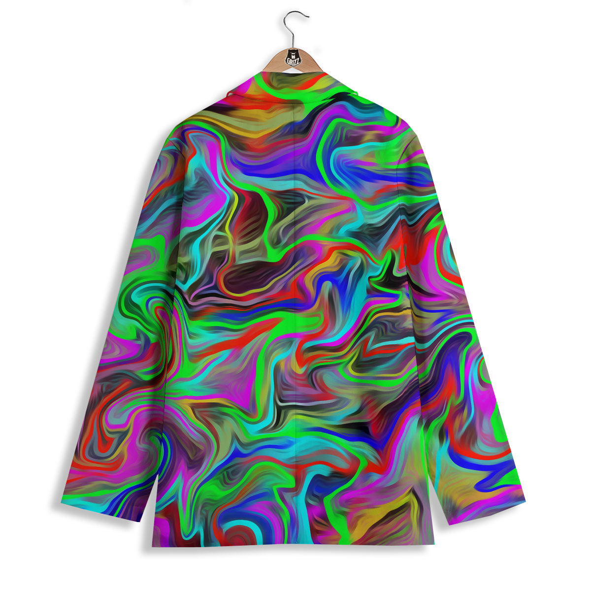 Psychedelic Trippy Neon Green Print Women's Blazer-grizzshop
