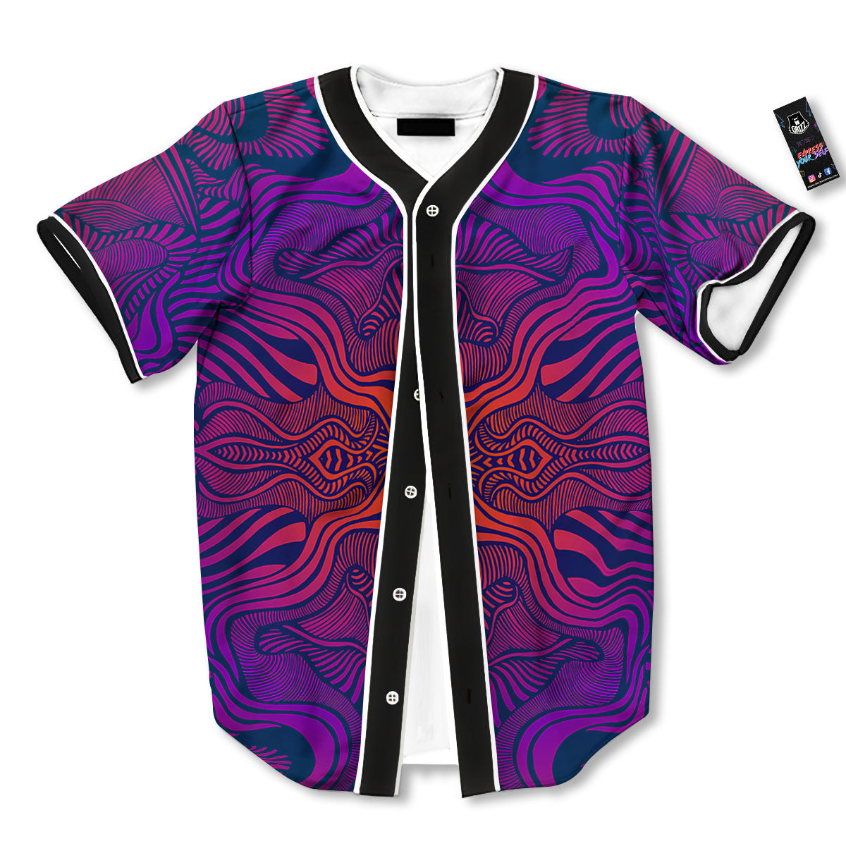 Psychedelic Trippy Ornament Print Baseball Jersey-grizzshop