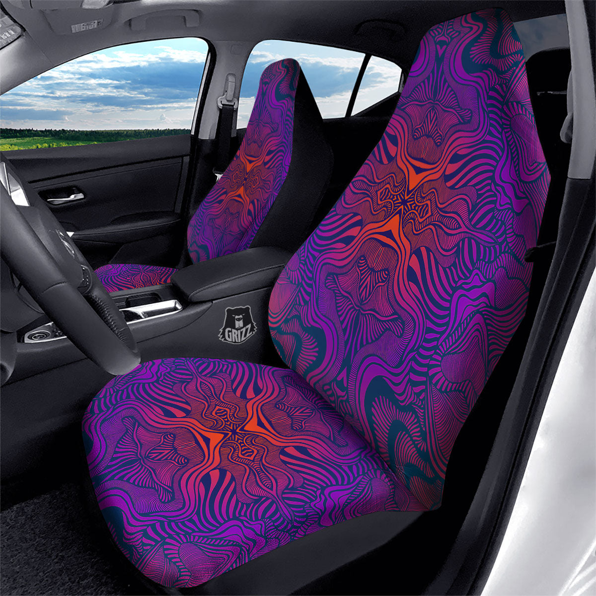 Psychedelic Trippy Ornament Print Car Seat Covers-grizzshop