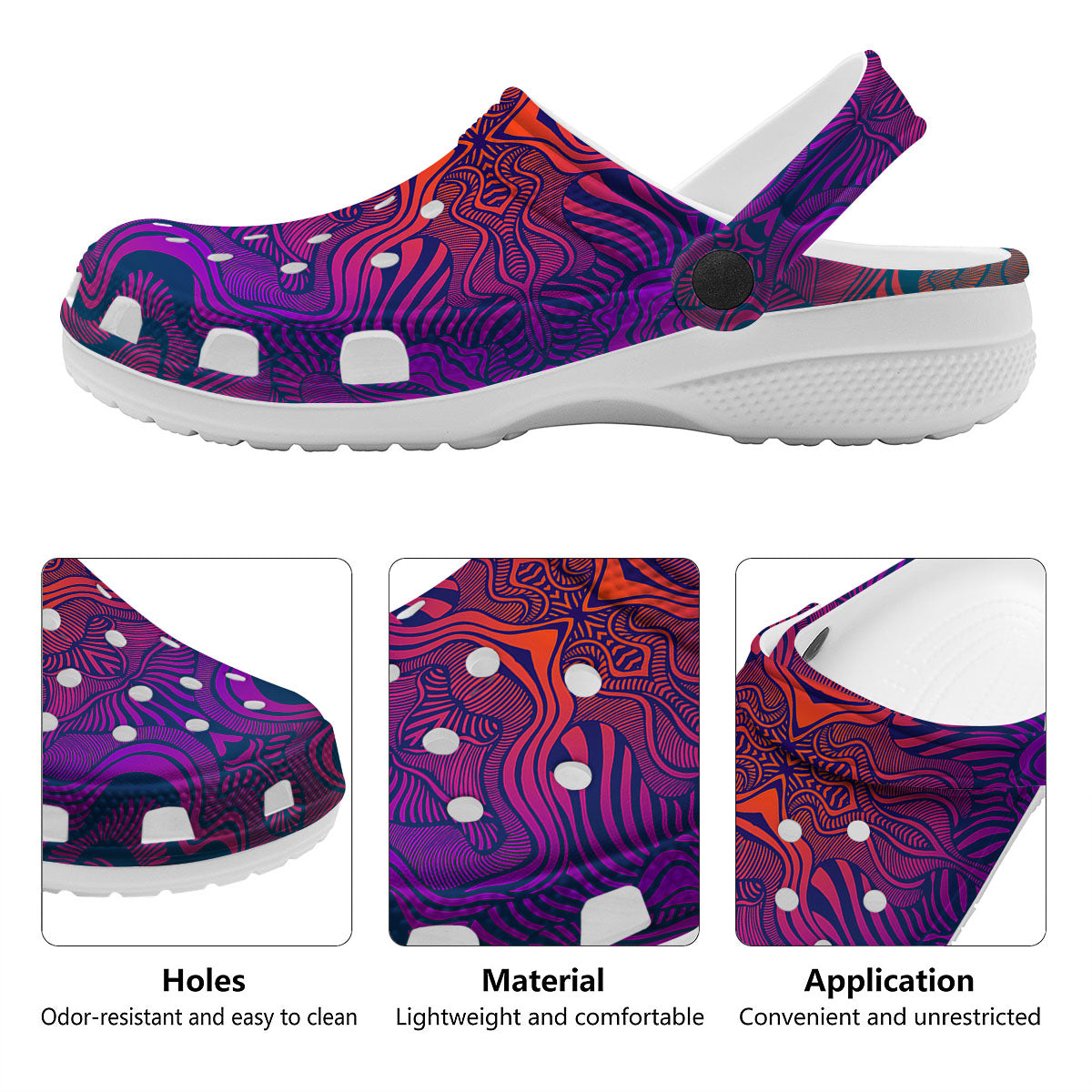 Psychedelic Trippy Ornament Print Clog-grizzshop