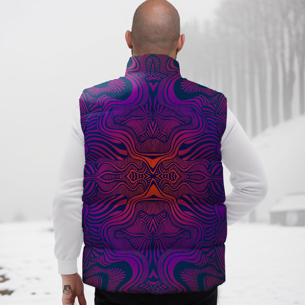 Psychedelic Trippy Ornament Print Down Vest