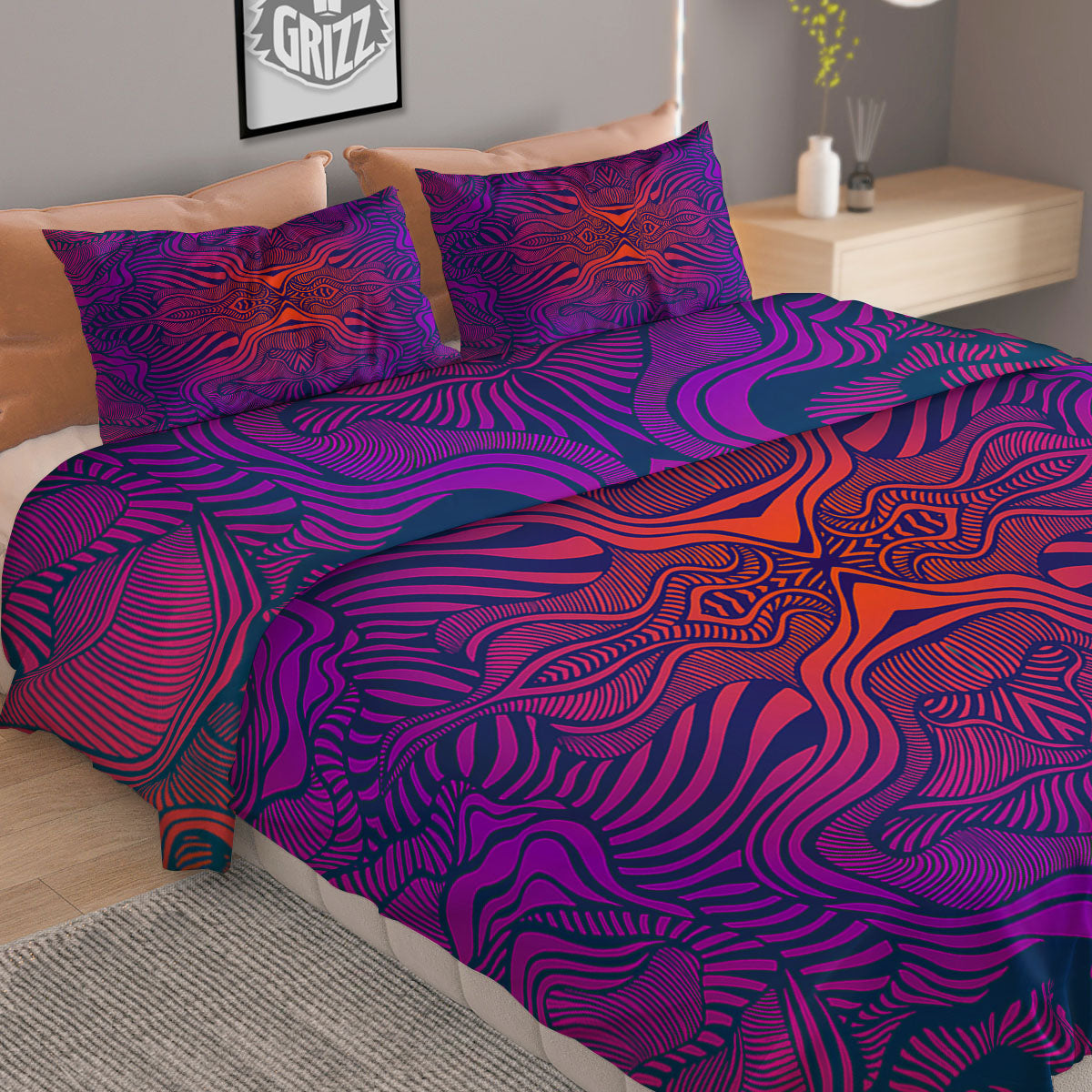 Psychedelic Trippy Ornament Print Duvet Cover Bedding Set