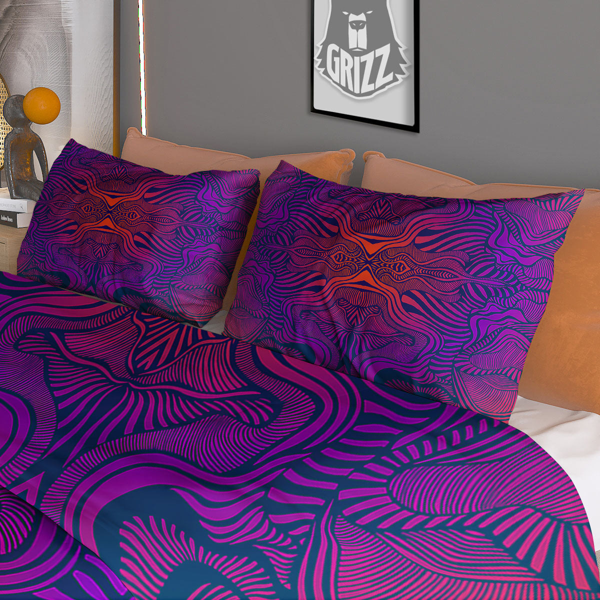 Psychedelic Trippy Ornament Print Duvet Cover Bedding Set