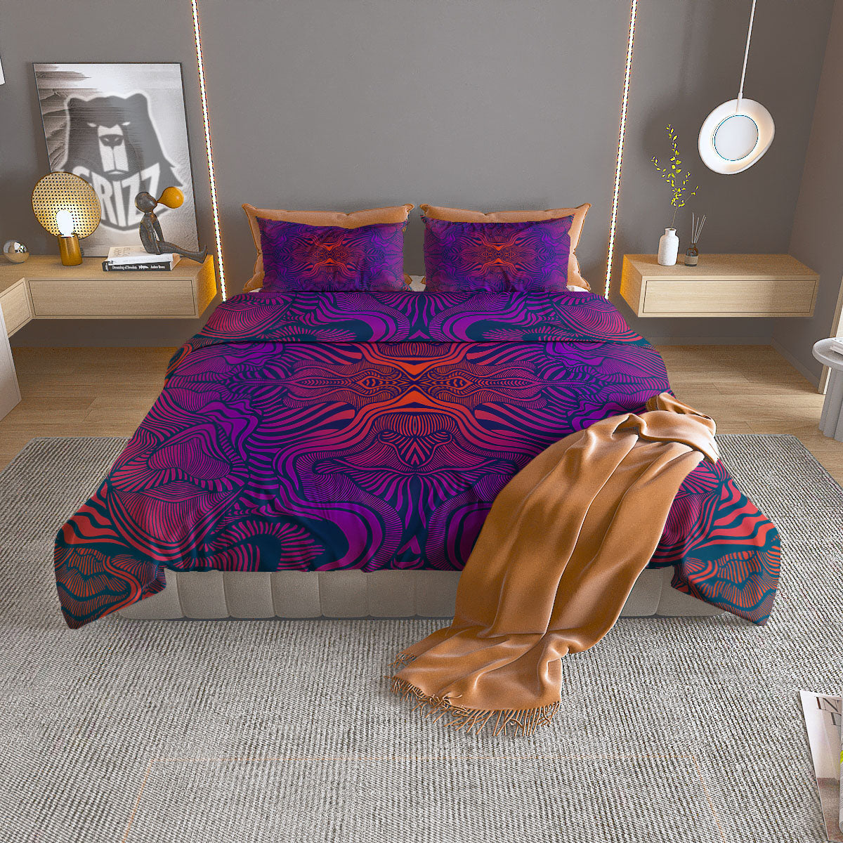 Psychedelic Trippy Ornament Print Duvet Cover Bedding Set