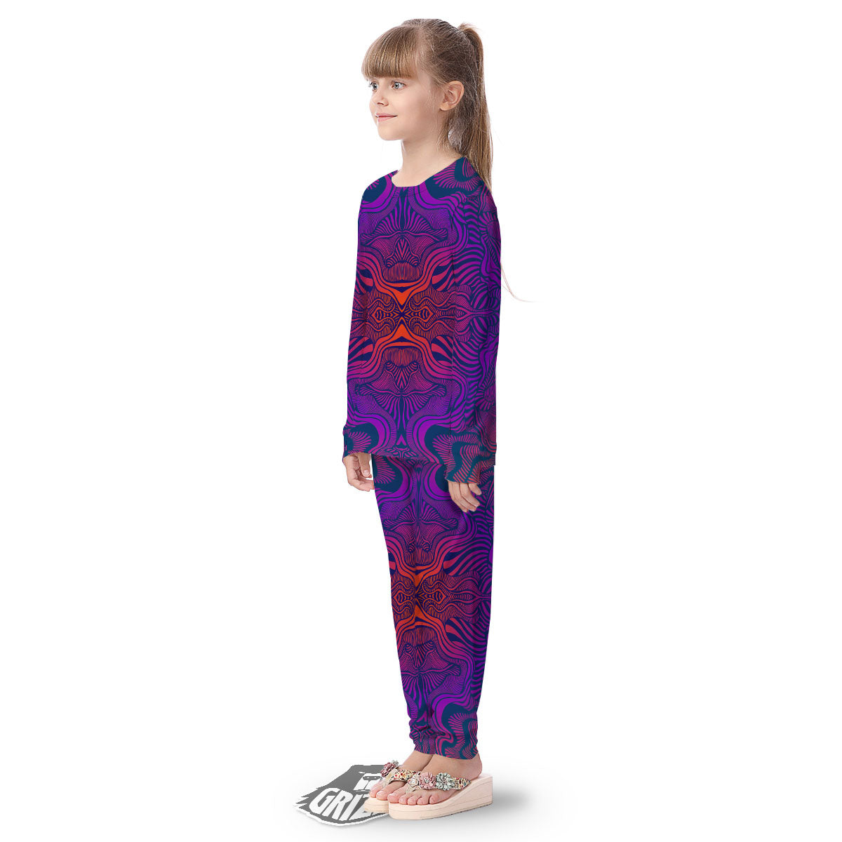 Psychedelic Trippy Ornament Print Kid's Pajamas-grizzshop