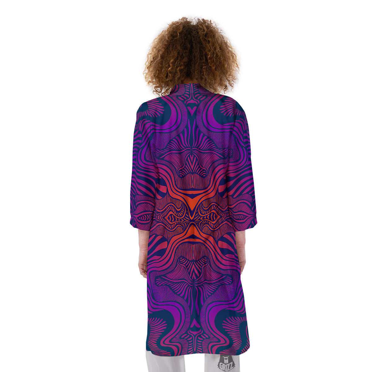 Psychedelic Trippy Ornament Print Kimono-grizzshop