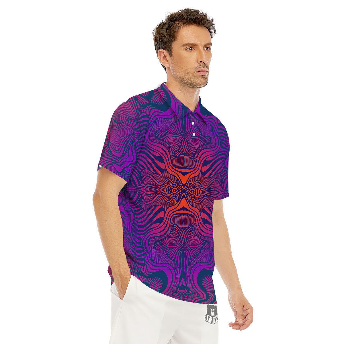 Psychedelic Trippy Ornament Print Men's Golf Shirts-grizzshop