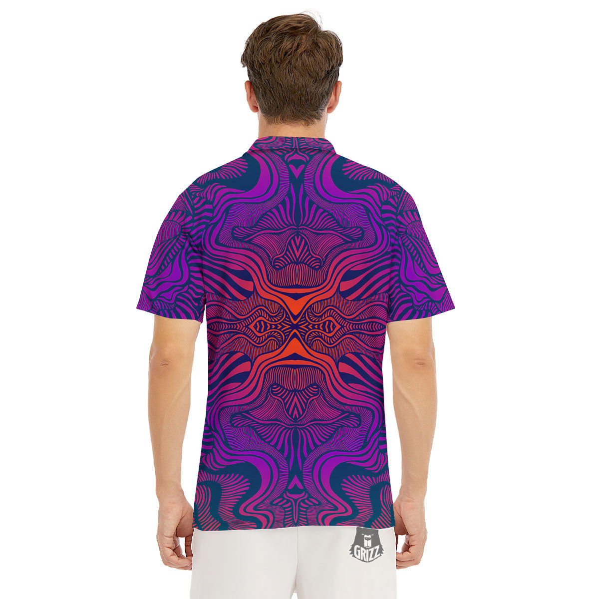 Psychedelic Trippy Ornament Print Men's Golf Shirts-grizzshop
