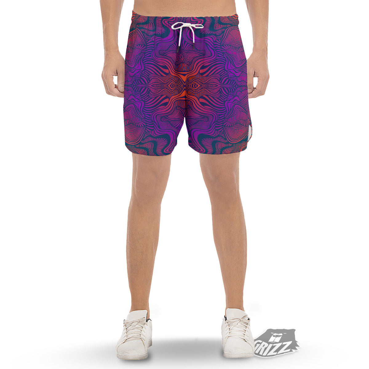Psychedelic Trippy Ornament Print Men's Gym Shorts-grizzshop