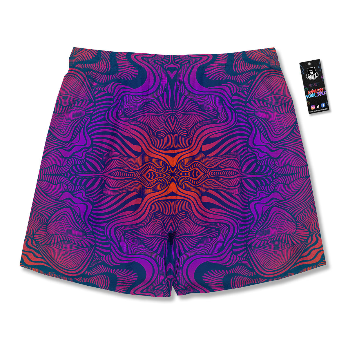 Psychedelic Trippy Ornament Print Men's Running Shorts-grizzshop