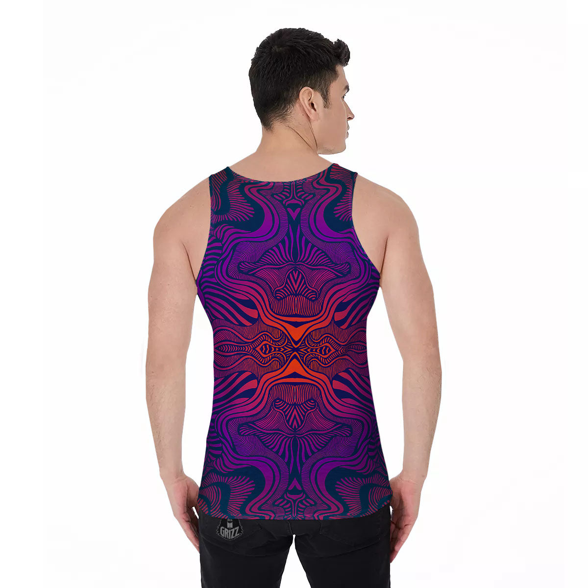 Psychedelic Trippy Ornament Print Men's Tank Top-grizzshop