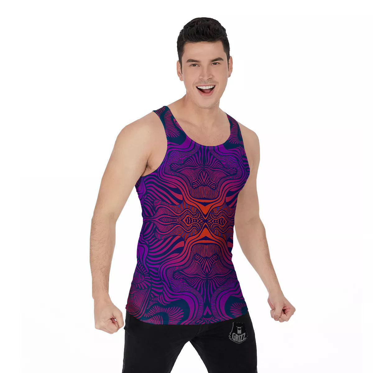 Psychedelic Trippy Ornament Print Men's Tank Top-grizzshop