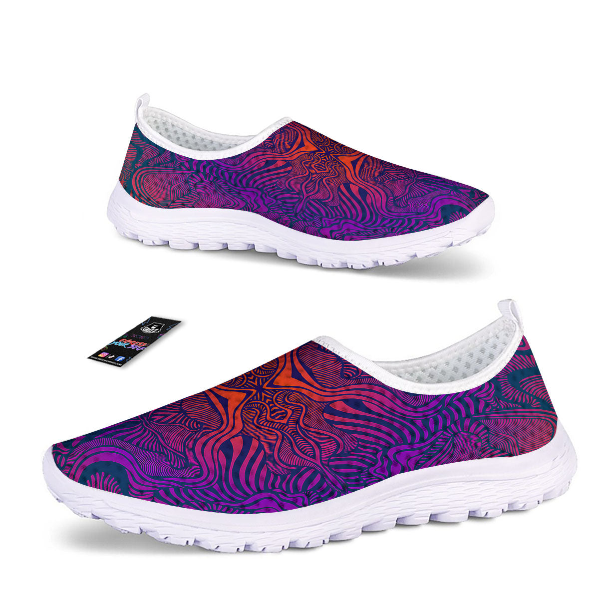 Psychedelic Trippy Ornament Print Nurse Shoes-grizzshop