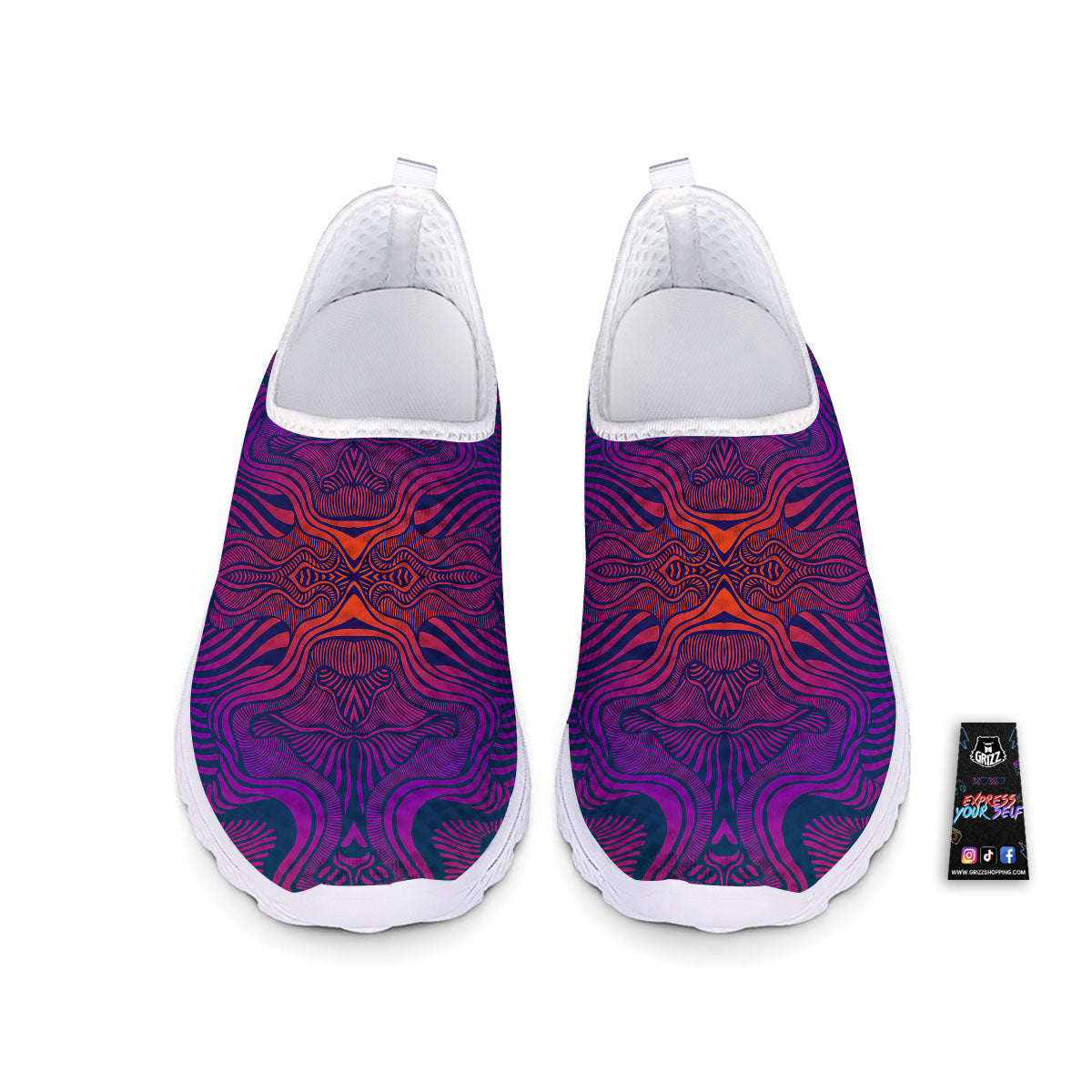 Psychedelic Trippy Ornament Print Nurse Shoes-grizzshop