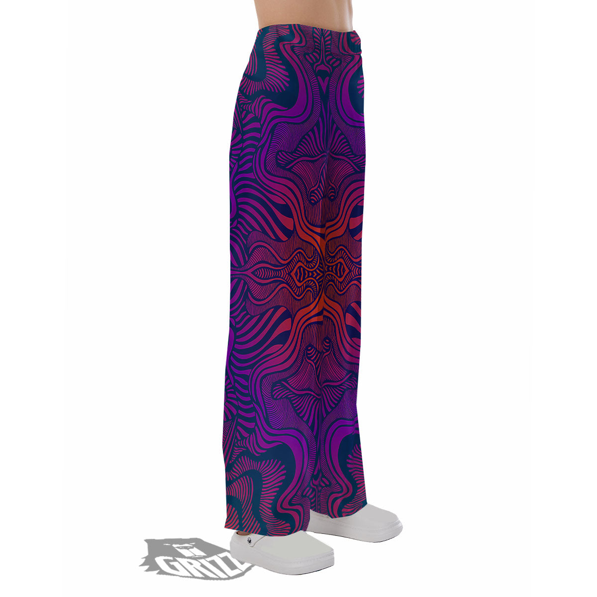 Psychedelic Trippy Ornament Print Pajama Pants-grizzshop