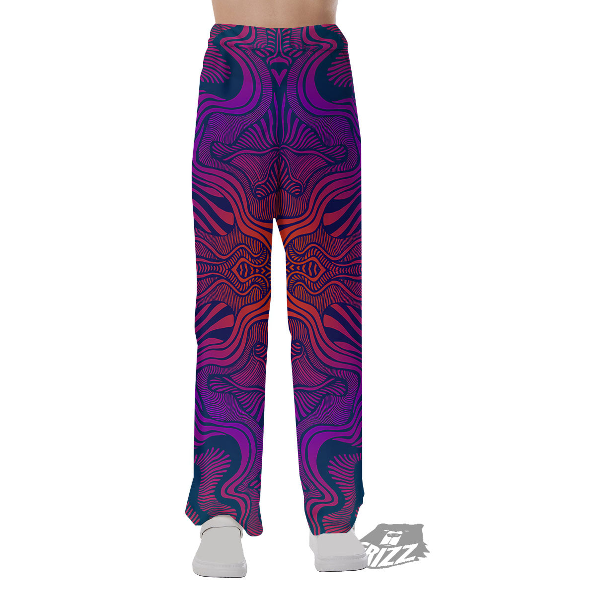 Psychedelic Trippy Ornament Print Pajama Pants-grizzshop