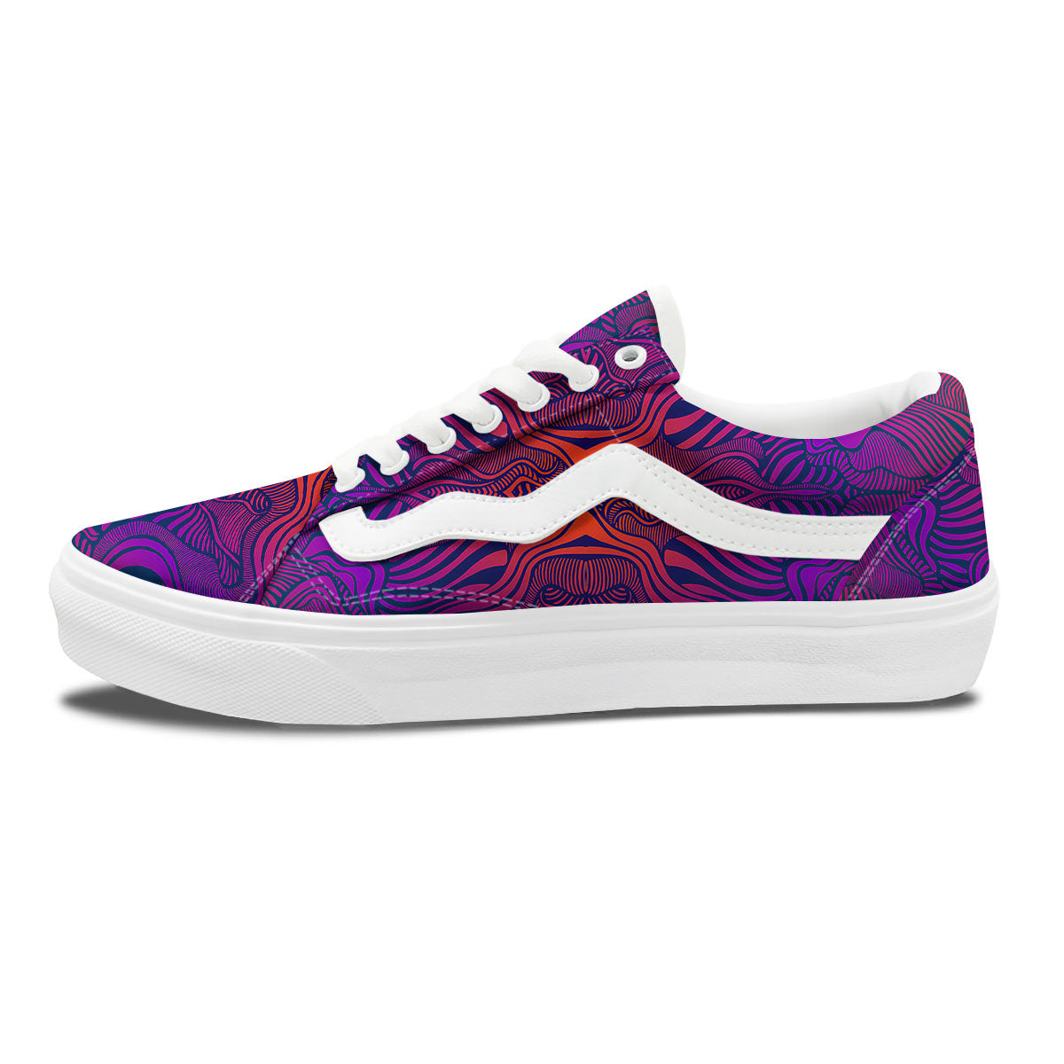Psychedelic Trippy Ornament Print Skate Shoes-grizzshop