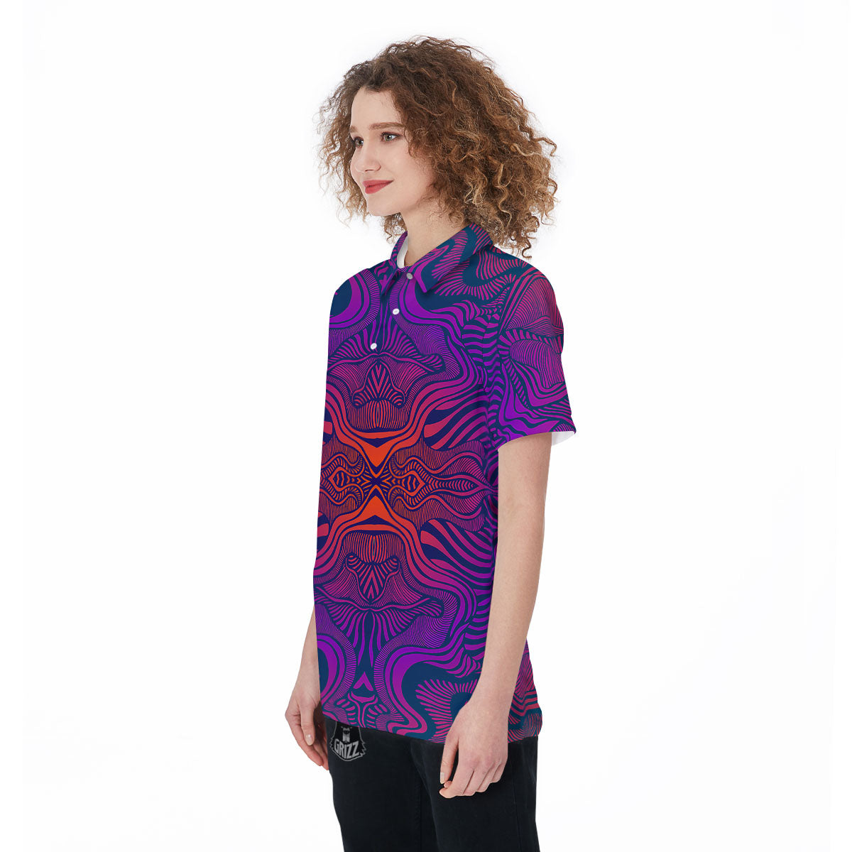 Psychedelic Trippy Ornament Print Women's Golf Shirts-grizzshop