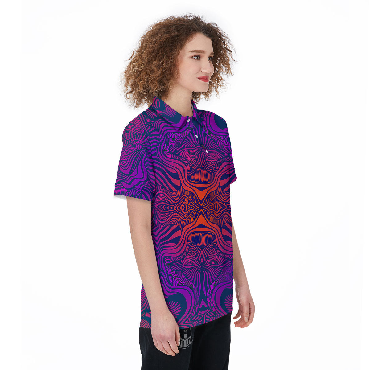 Psychedelic Trippy Ornament Print Women's Golf Shirts-grizzshop