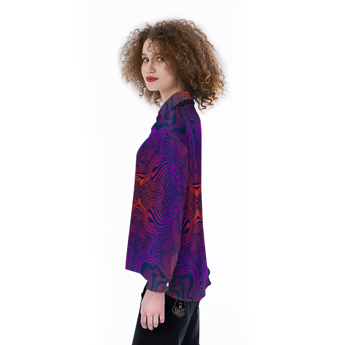 Psychedelic Trippy Ornament Print Women's Long Sleeve Shirts-grizzshop
