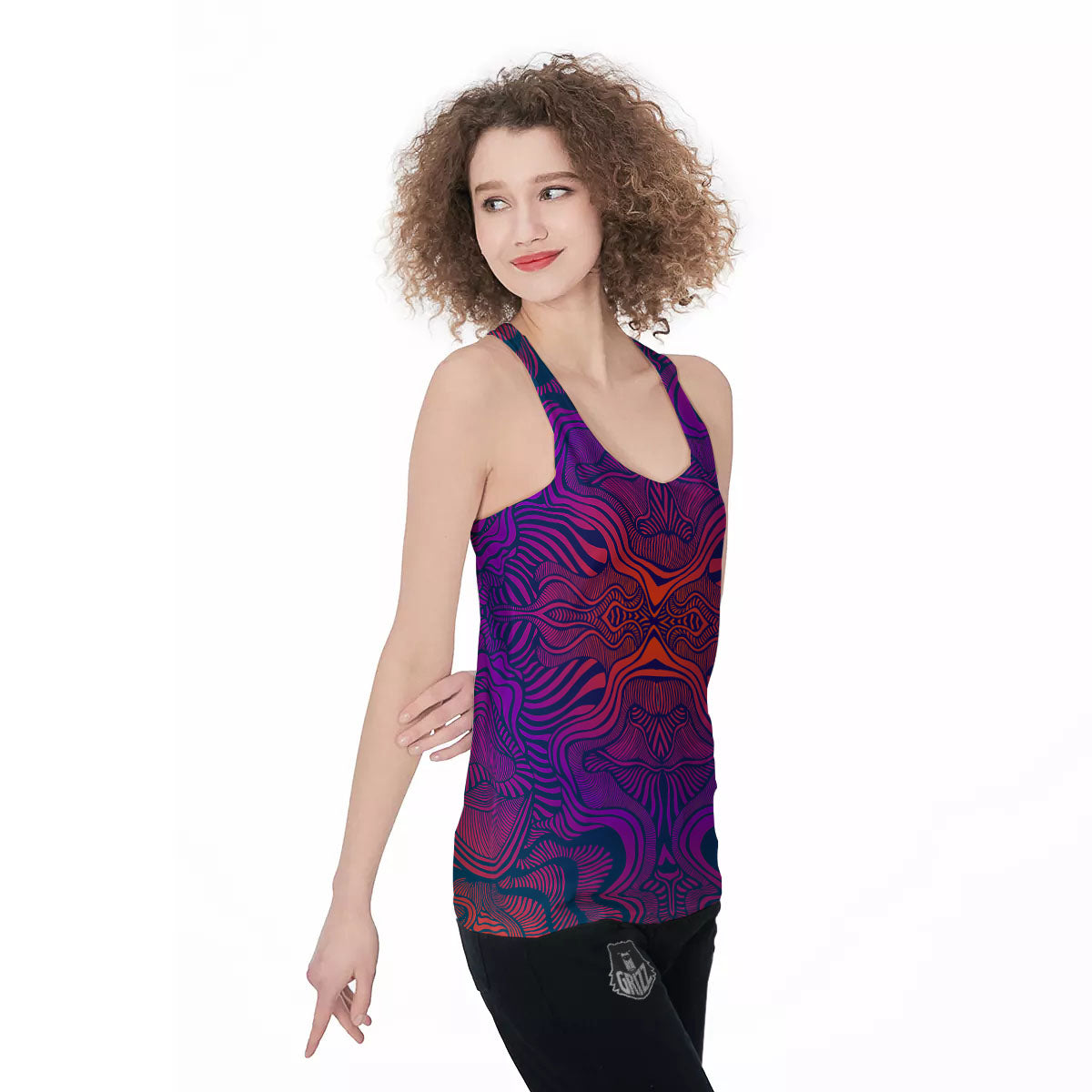 Psychedelic Trippy Ornament Print Women's Racerback Tank Top-grizzshop