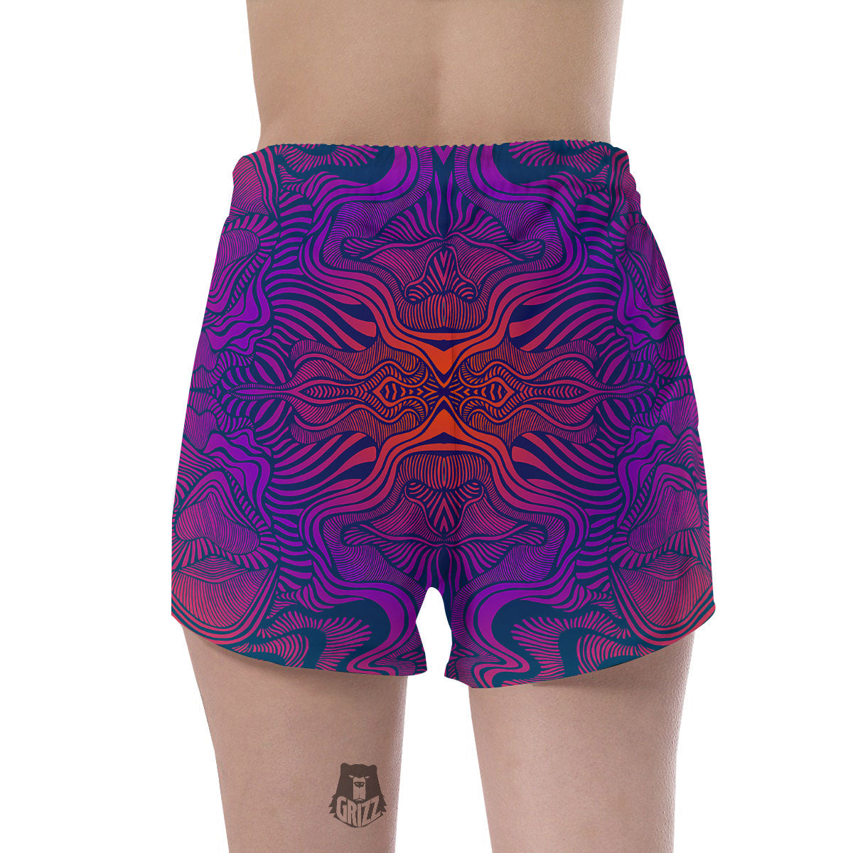 Psychedelic Trippy Ornament Print Women's Shorts-grizzshop