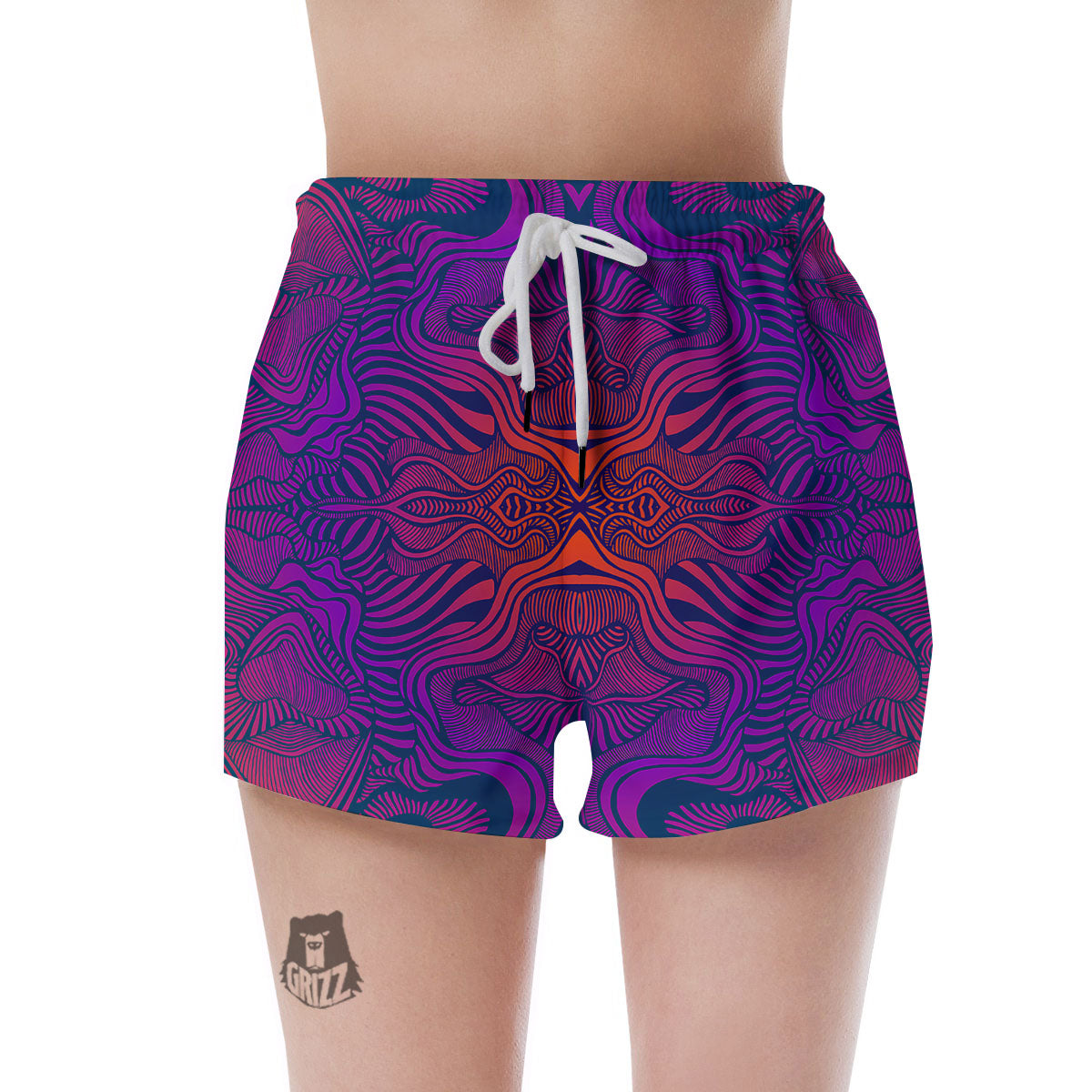 Psychedelic Trippy Ornament Print Women's Shorts-grizzshop