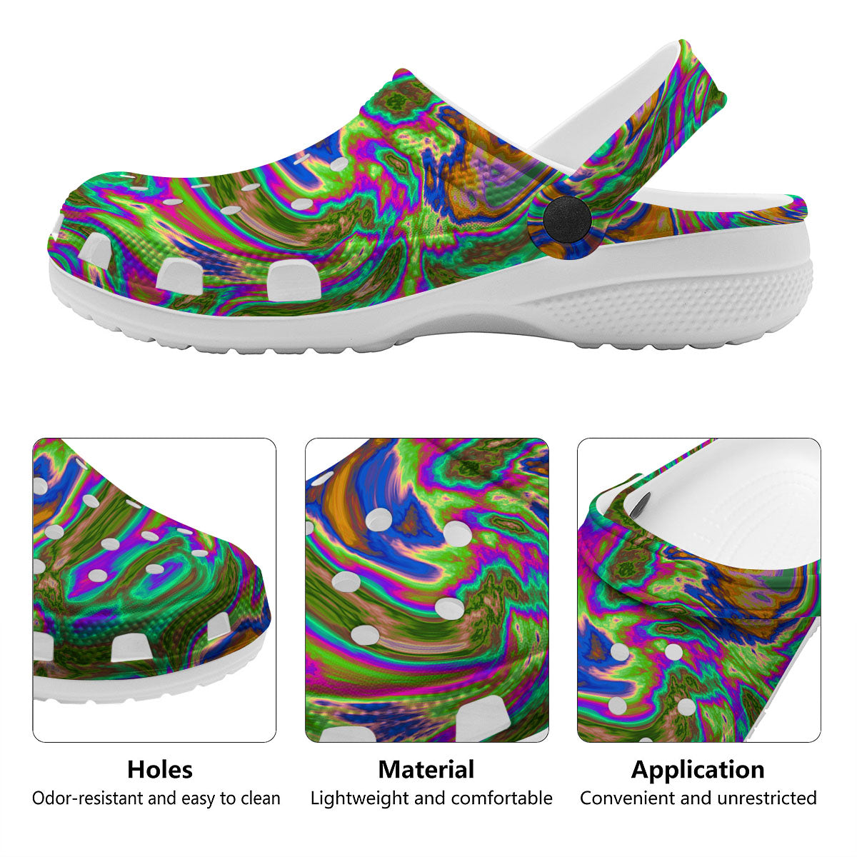 Psychedelic Trippy Purple Green Print Clog-grizzshop