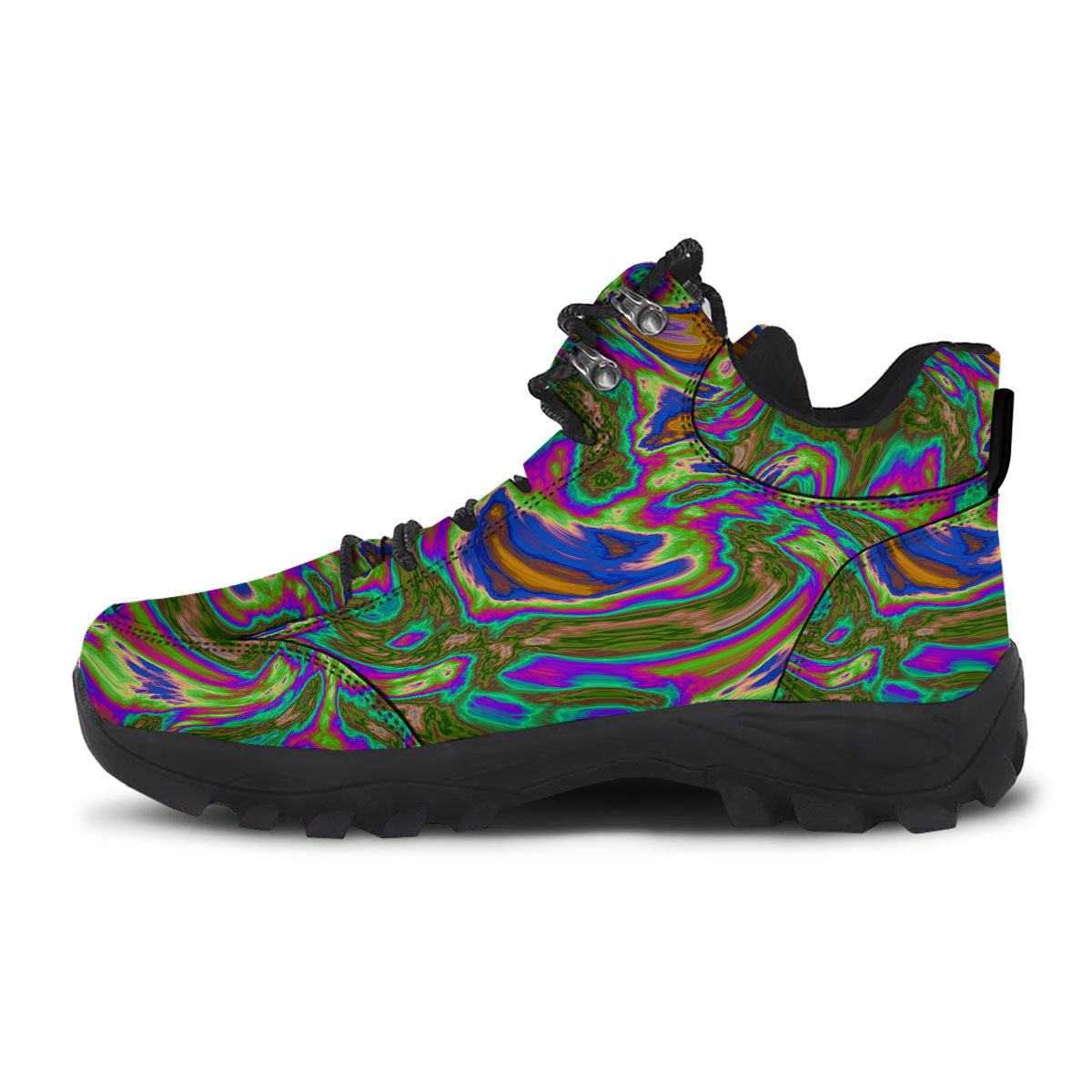 Psychedelic Trippy Purple Green Print Hiking Shoes-grizzshop