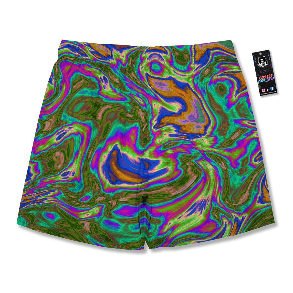 Psychedelic Trippy Purple Green Print Men's Running Shorts-grizzshop