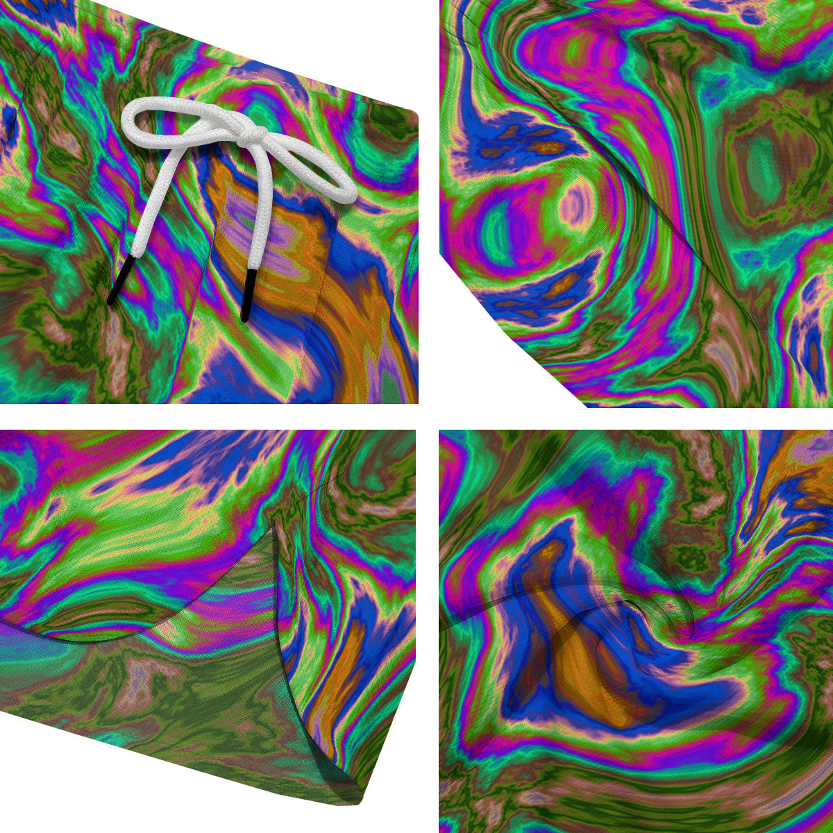 Psychedelic Trippy Purple Green Print Men's Running Shorts-grizzshop