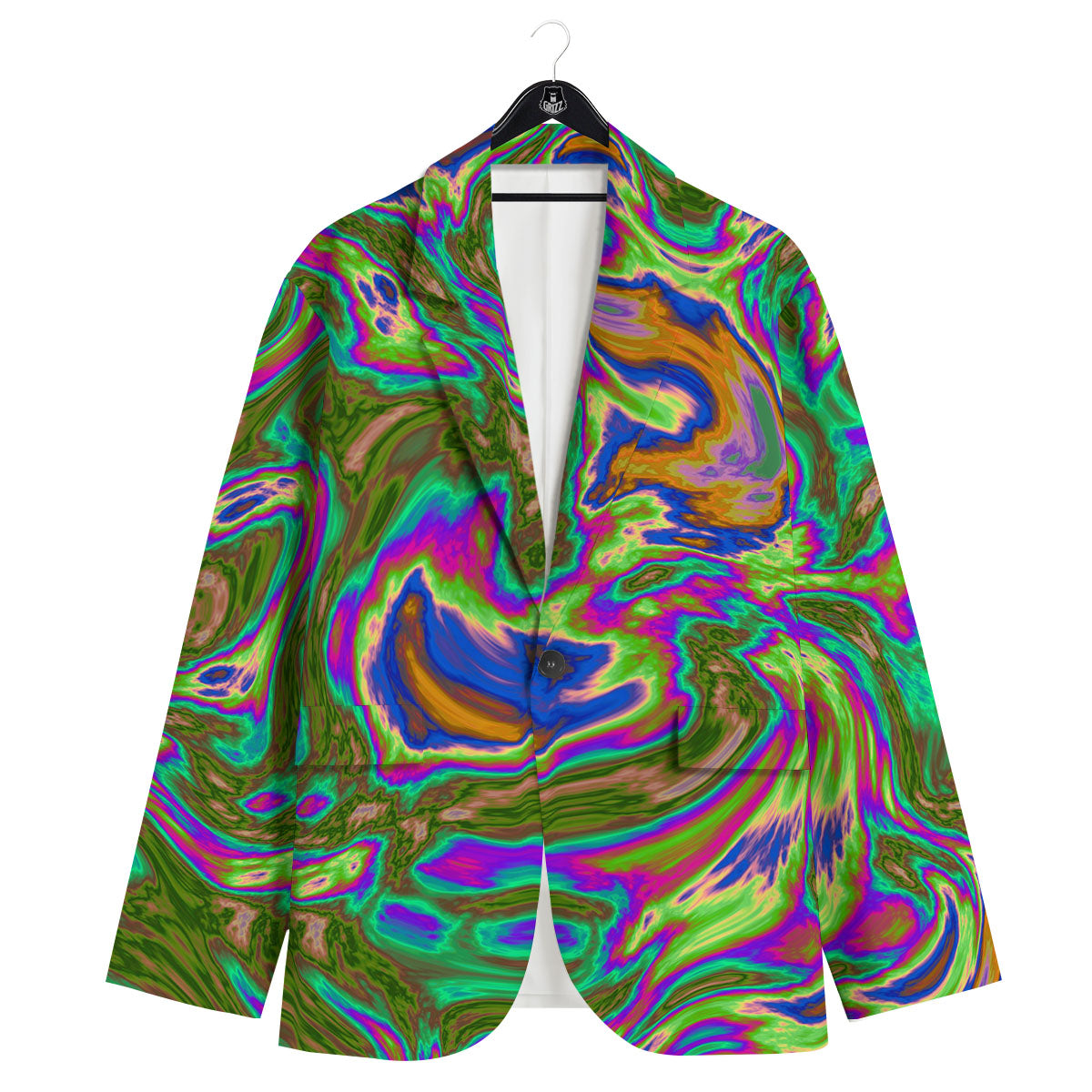 Psychedelic Trippy Purple Green Print Men's Sport Coat-grizzshop
