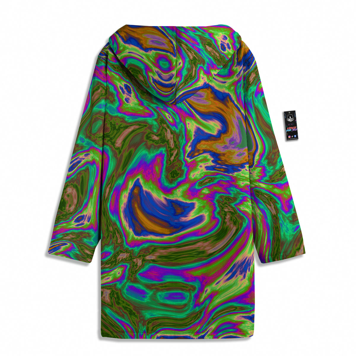 Psychedelic Trippy Purple Green Print Men's Windbreaker Jacket-grizzshop