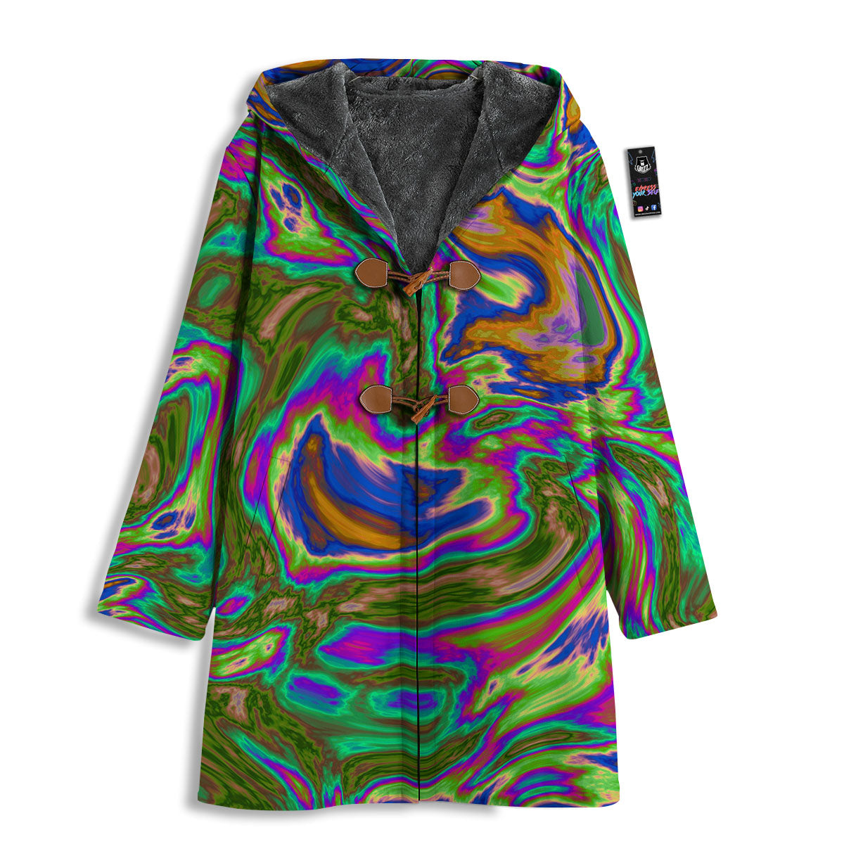 Psychedelic Trippy Purple Green Print Men's Windbreaker Jacket-grizzshop