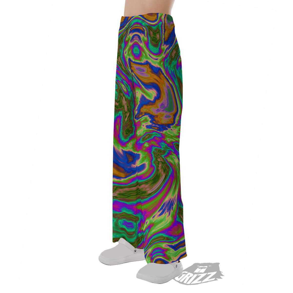 Psychedelic Trippy Purple Green Print Pajama Pants-grizzshop